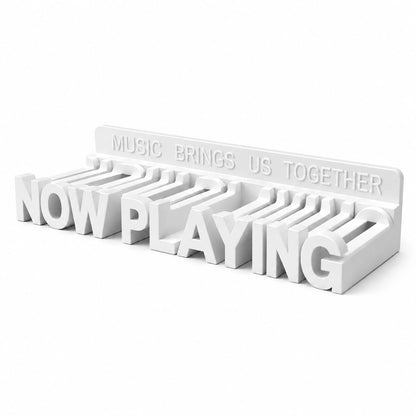 WPESI Now Playing Vinyl Record Stand, Wall Mount Display for Albums - Hanging Record Storage Holder White