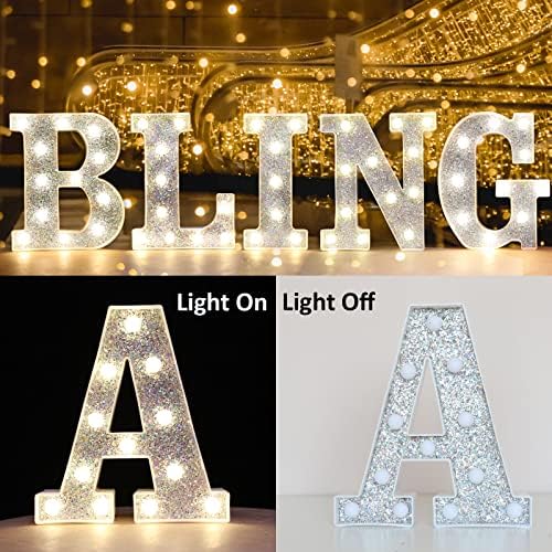 LED Marquee Letter Lights, Light Up Silver Letters for Bedroom Glitter Gifts for Teenage Girls Alphabet Letter Sign Battery Powered Night Light Birthday Party Wedding Home Decoration, Silver Letter X