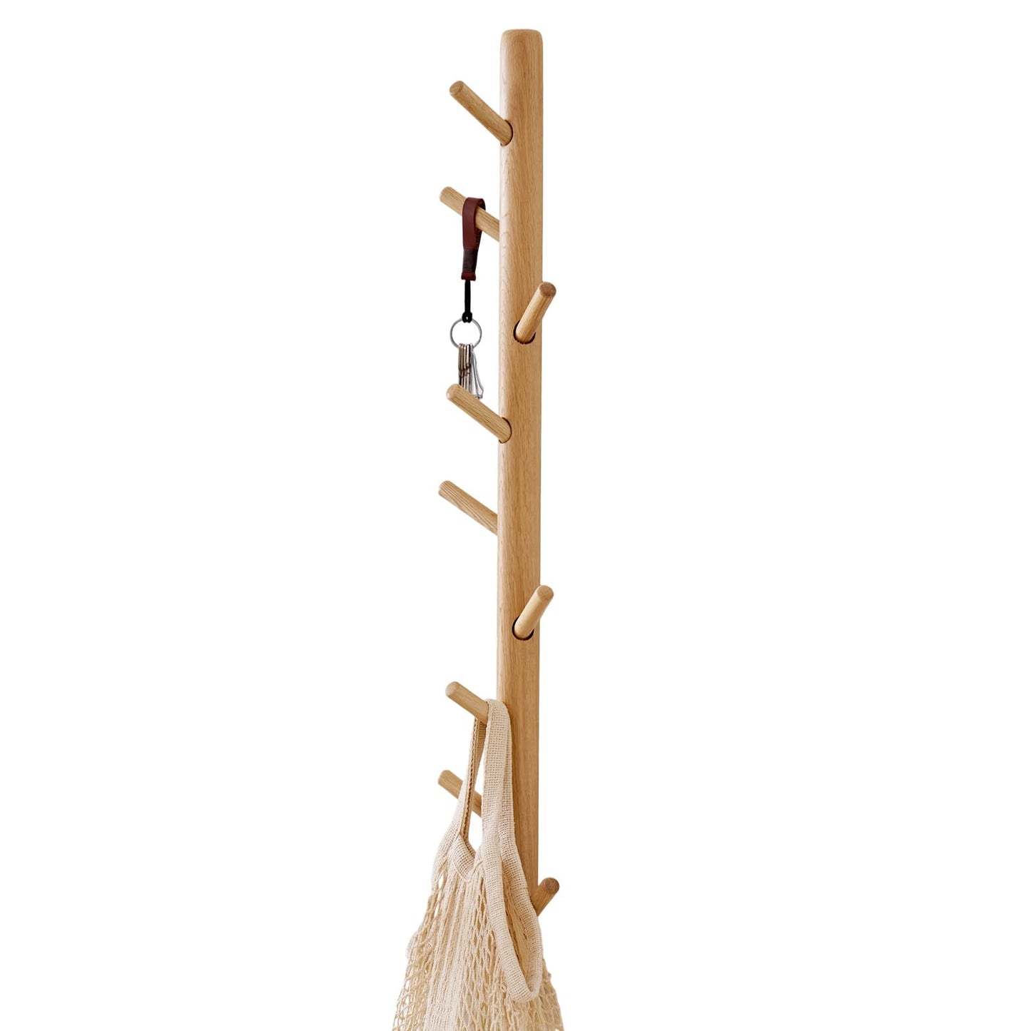 TREOAKWIS Vertical Coat Rack 90cm, Wood Hat Rack Wall Mounted with 9 Hooks