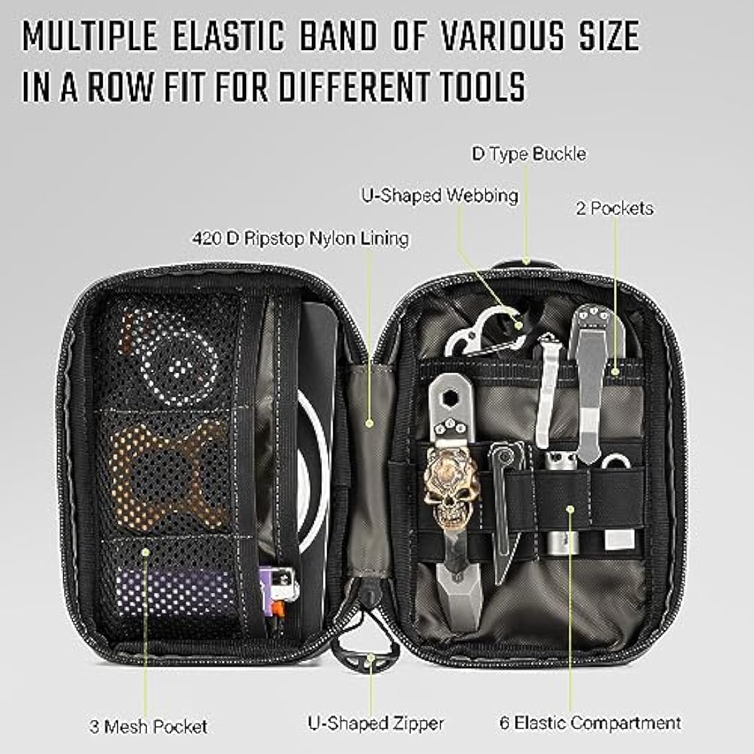 TACTICAL GEEK Block E3.0 EDC Compact Waist Pocket Pouch, Men EDC Pouch Organizer, Multi-Purpose Molle Tool Pouch, Utility Tool Organizer Bag for Daily Essentials Carry, X-White