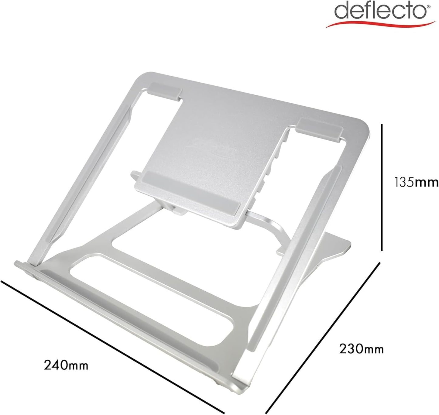 Deflecto Portable Lightweight Aluminium Laptop Stand suitable for laptops up to 17" in Silver