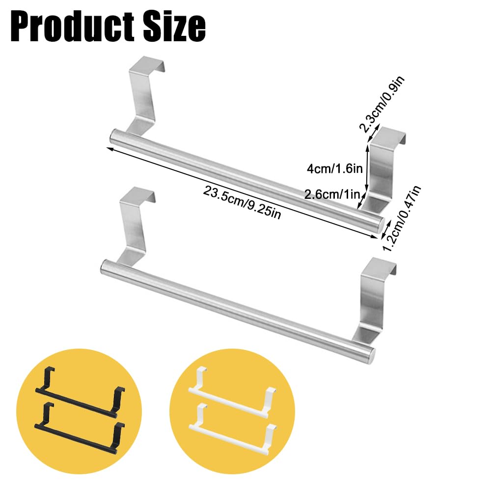 2 Pcs Stainless Steel Towel Holder, Over Door Towel Rail with Protective Strip, Towel Bar Holder