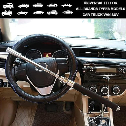 Car Steering Wheel Lock, The Anti Theft Device for Cars, Universal Car Steering Wheel Lock, Adjustable Vehicle Anti-Theft Lock with 3 Keys and Safety Hammer Function