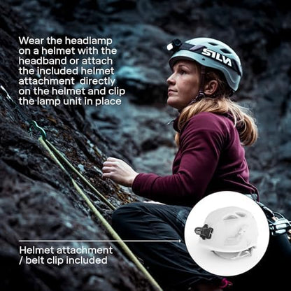 Silva Head Torch Battery Powered - Explore 4-400 Lumen LED Headlight - 3 Brightness Levels & 3 LED Colours - Waterproof and Powerful Head Torch with Battery Indicator