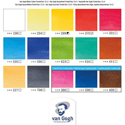 Van Gogh Watercolour Set Van Gogh Pocket Box of 12 Half-Pots + 3 Free