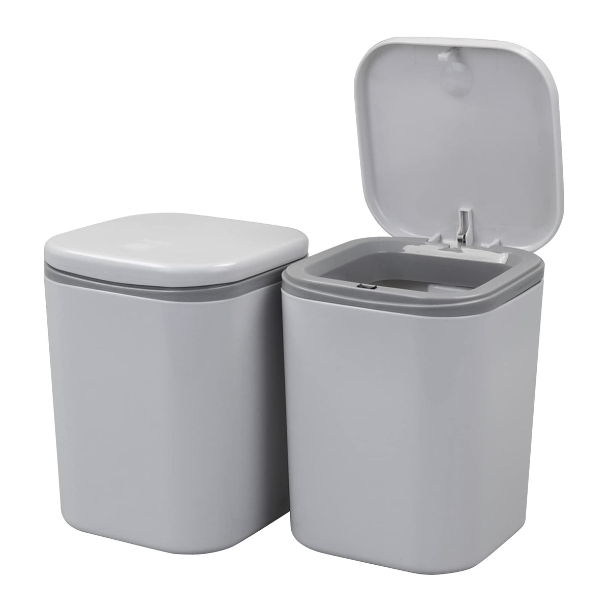 Dynko 2-pack Plastic Desktop Garbage Bin, Mini Trash Can Grey