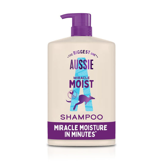 Aussie Miracle Moist Shampoo 1L, XXL Value pack. Moisturizing Formula to Revive & Restore Damaged, Brittle and Dry Hair. With Australian Macadamia Nut