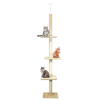 CA&T Luxury Floor to Ceiling Cat Tree | Height Adjustable Cat Climbing Tower with Scratch Post | Cat Towers for Indoor Cats with Multiple Levels &