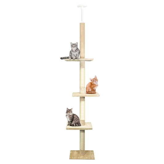 CA&T Luxury Floor to Ceiling Cat Tree | Height Adjustable Cat Climbing Tower with Scratch Post | Cat Towers for Indoor Cats with Multiple Levels &