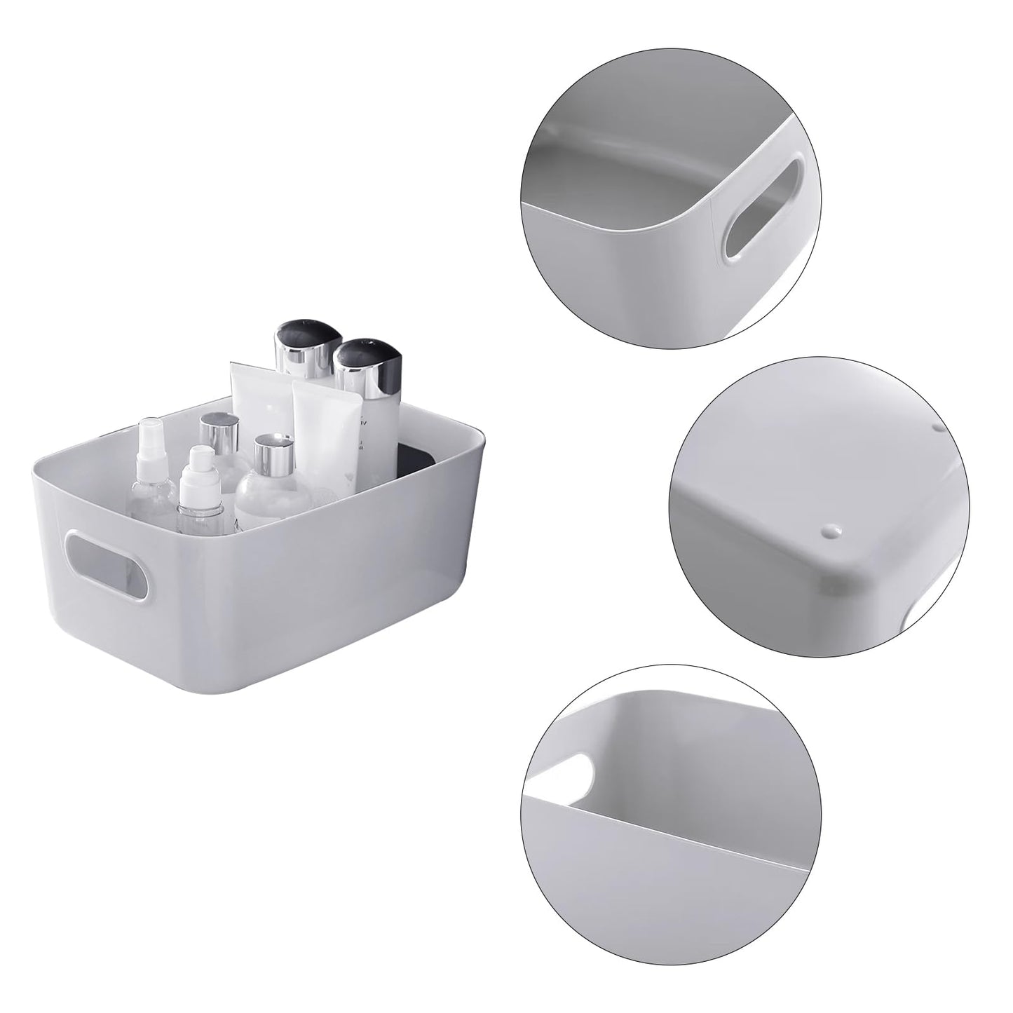 GAOHAN 12 Pcs Plastic Storage Boxes with Handles, 3 Colours Storage Basket