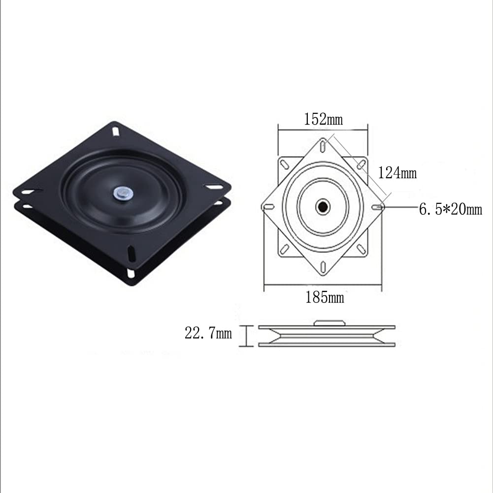 Lokatall 6 Inch Seat Swivel Plate, Bar Stool Swivel Plate, Square Heavy Duty Turntable Bearing Plate Steel Ball Bearing 360° Rotating Seat Base Plate