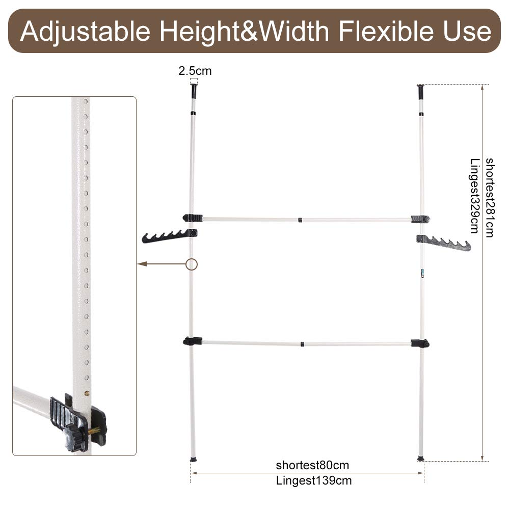 Telescopic Clothes Hanging Rail Heavy Duty, Telescopic Wardrobe Organiser Hanging Rail Clothes, Clothes Pole for Wardrobe