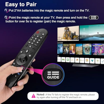 Voice Magic Remote for LG UHD OLED QNED NanoCell 4K 8K Smart TV Magic Remote AKB75855501 AN-MR20GA AN-MR19BA AN-MR18BA Replacement, with Pointer Function