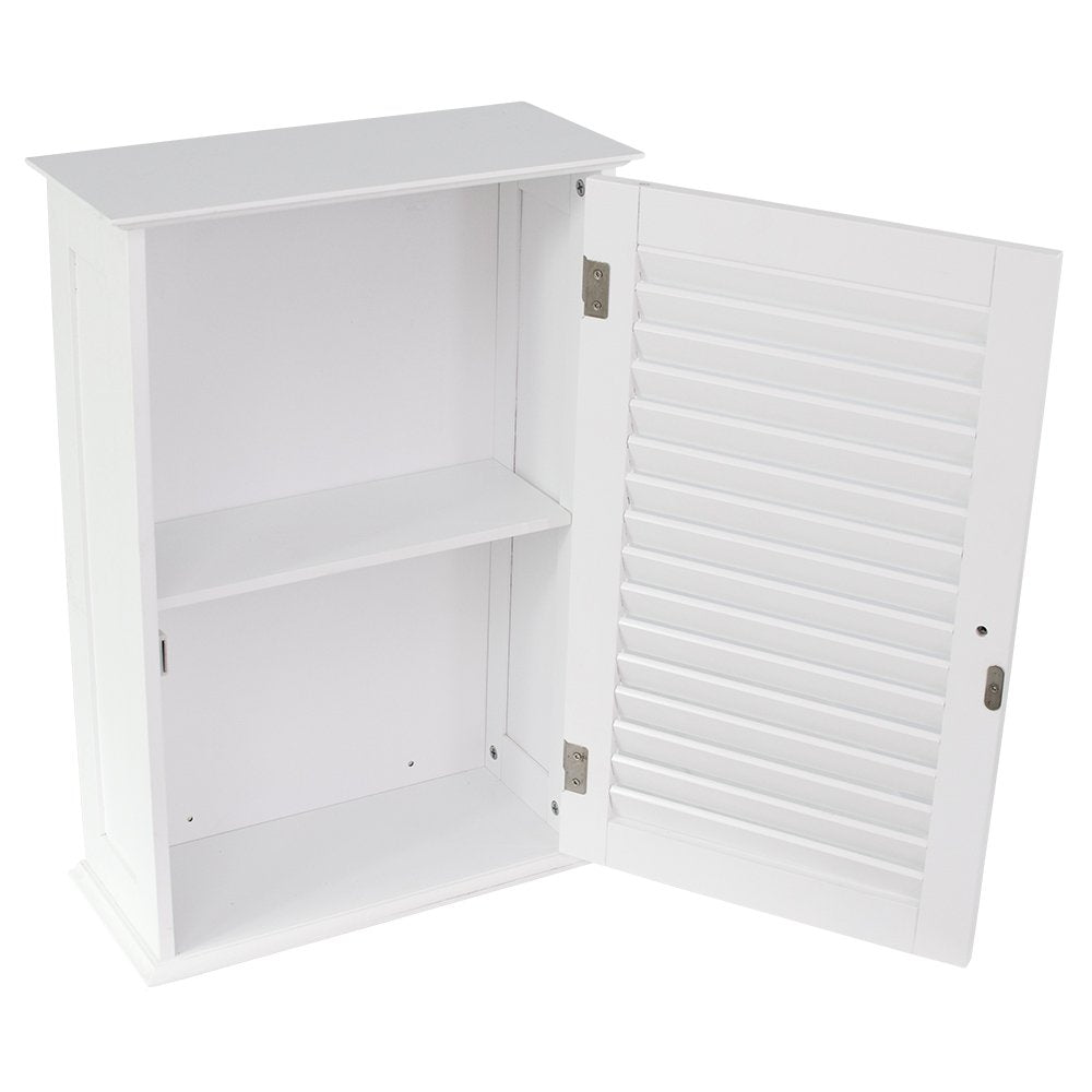 Bath Vida Liano Bathroom Cabinet Single Door Shutter Wall Mounted Storage, White