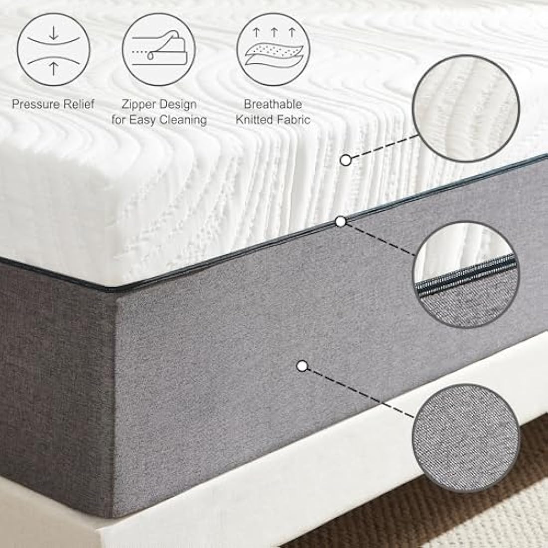Twirest Mattresses, 20cm Small Double Mattresses with Memory Foam and Anti-mite, Breathable, Removable Carved Cover, Mattress in a Box, Edges Support for Sleep Supportive(120x190x20cm)