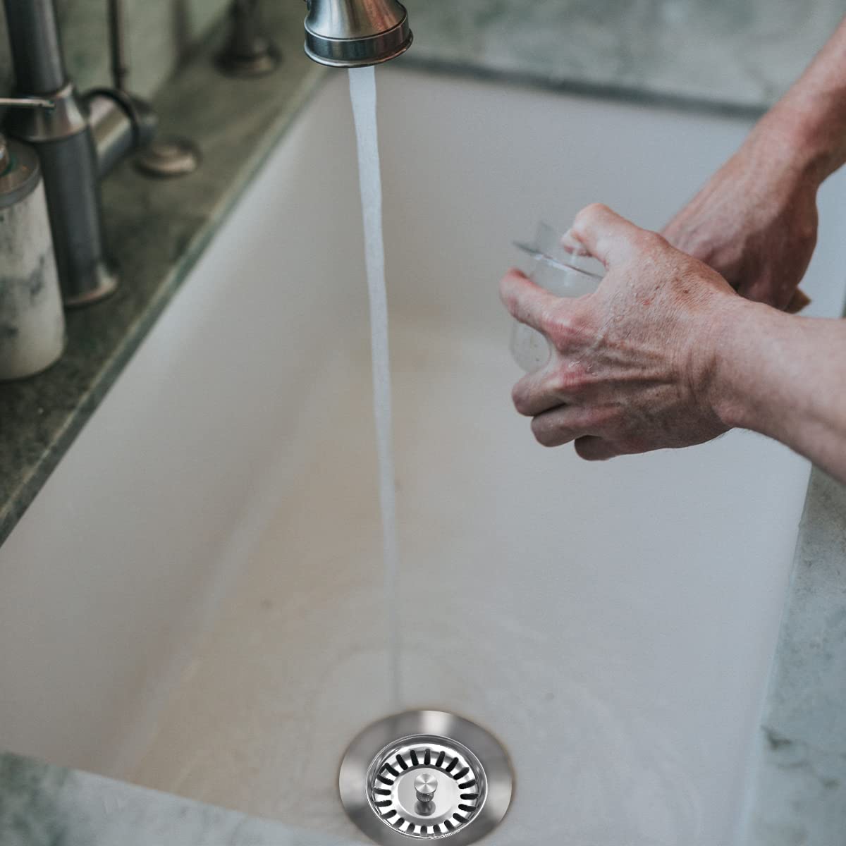 84mm Kitchen Sink Plugs - GLADFRESIT Stainless Steel Strainer Waste Stopper and Basket Strainer Sink