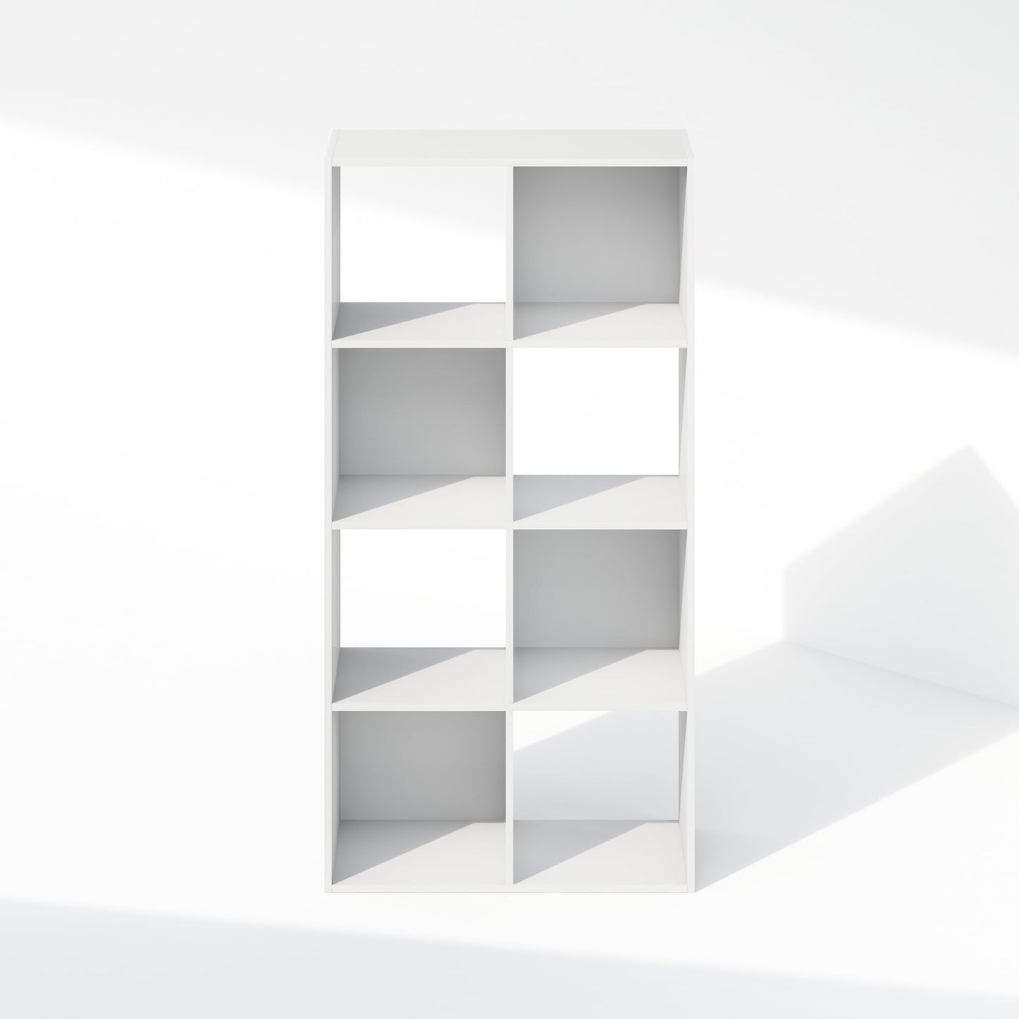 Furinno PELLI Book Shelf, 8-Cube Bookshelf, Horizontal Cube Storage Organizer Bookcase, 11.7 x 23.7 x 47, for Living Room, Bedroom, Home Office, White