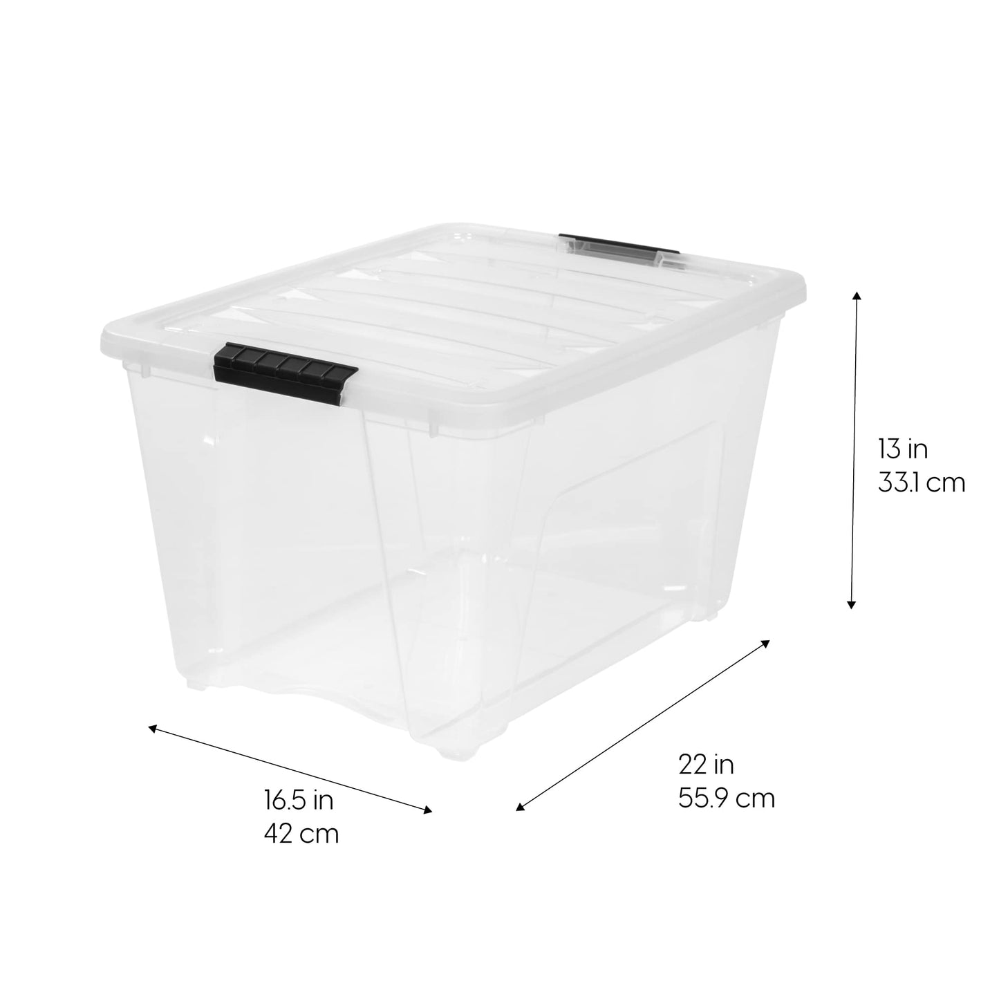 IRIS USA 54 Qt Stackable Plastic Storage Bins with Lids, 4 Pack - BPA-Free, Made in USA - See-Through Organizing Solution, Latches
