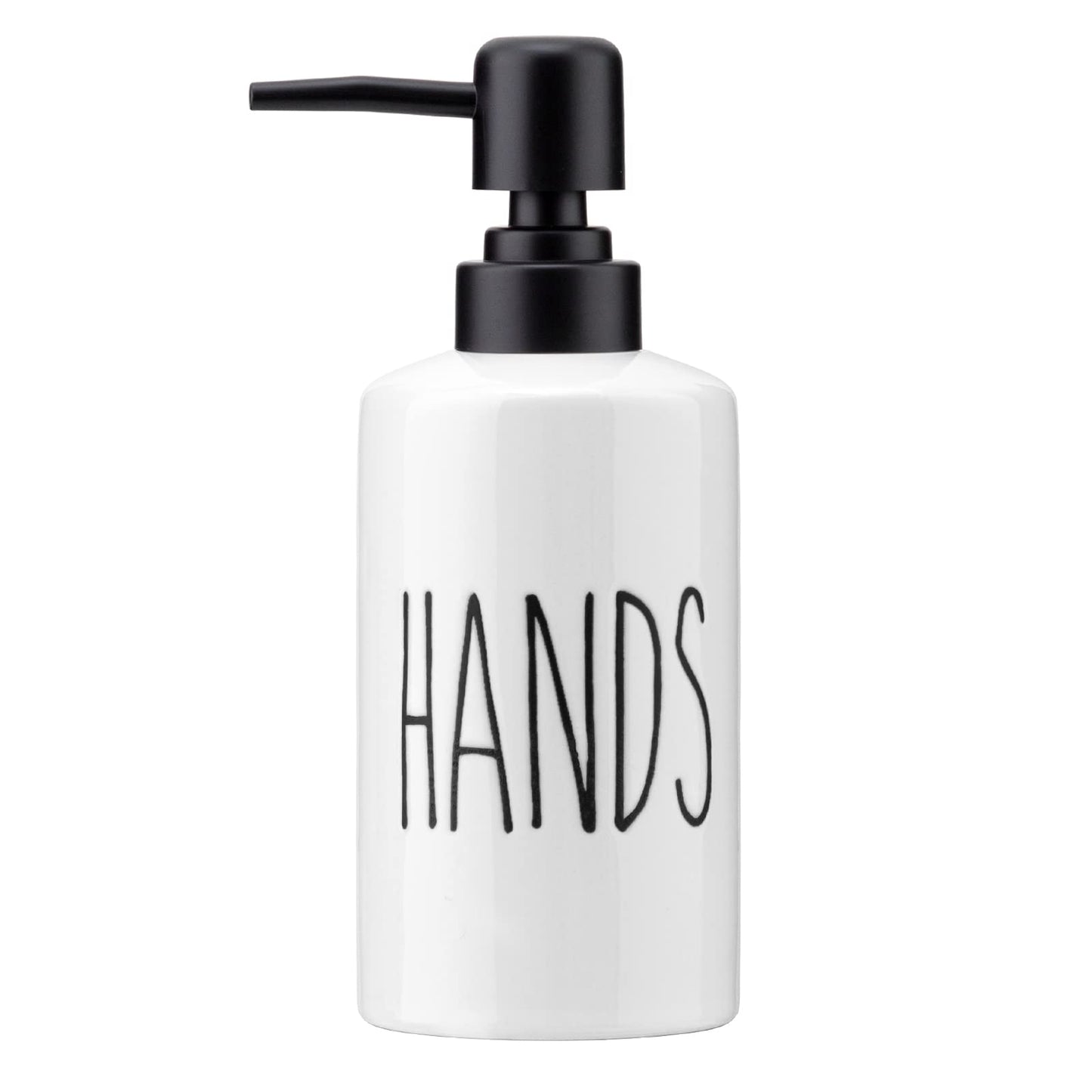 FE Soap Dispenser, 10oz Hand Soap Dispenser, White Ceramic Soap Dispenser for Kitchen Sink, Soap Dispenser Bathroom with Modern Design (Hands)