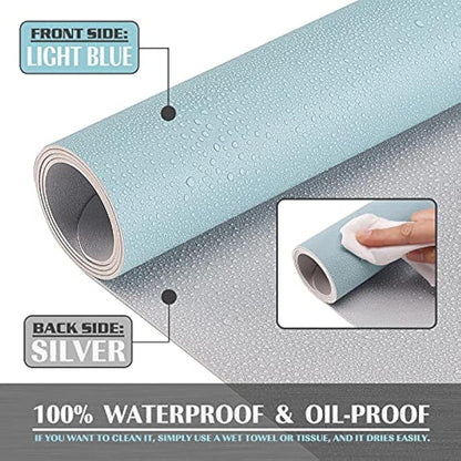 K KNODEL Large Office Leather Desk Mat, Mouse and Keyboard Pad, Computer and Laptop Mat, Desktop Protector and Cover, Writing Pad and Blotter (80x40cm, Light Blue)