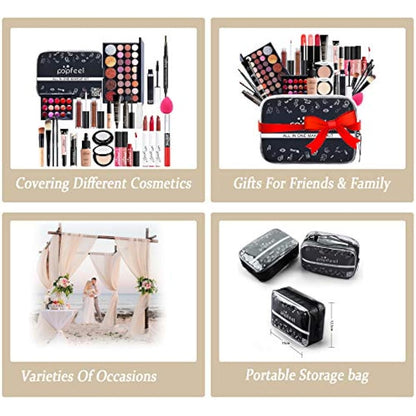 RoseFlower 28Pcs Professional Makeup Set, Essential Make up Starter Set Make-up Sets With Cosmetic bag Eyeshadow Palette Lip Gloss Concealer blush Foundation Brush