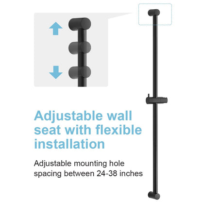 OFFO Shower Riser Rail, 100cm Wall Mounted Shower Rail Adjustable Distance 60 to 98cm with Handheld Shower Head Holder Replacement for Shower, Matte