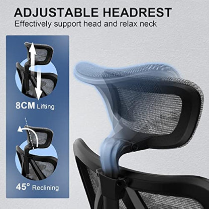 SIHOO M57 Ergonomic Office Chair Mesh Desk Chair with Adjustable Lumbar Support 3D Armrests Breathable High Back Computer Chair (Grey)