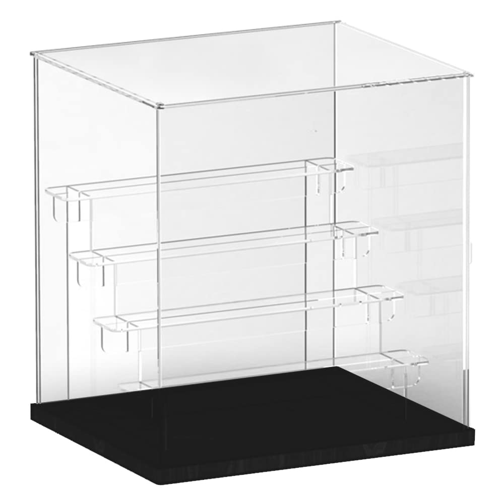Nynelly 5 Tier Clear Acrylic Display Case for Models, Mini Figures, Pop Mart, Labubu, Sonny Angel, Smiski - Assemble Dustproof Display Box with Door