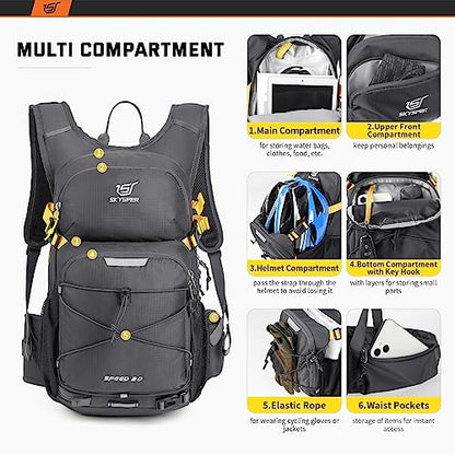 SKYSPER Cycling Backpack 20L Lightweight Bike Backpack for Men Women Running Rucksack for Biking Hiking Climbing(Darkgrey)