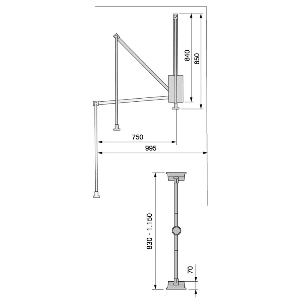 Emuca - Hang Pull Down Wardrobe Rail Lift, Adjustable Width 830-1150 mm (32,67-45,27 inch), Chromed