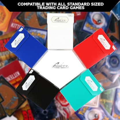 Quiver Time 100+ Standard Trading Card Deck Blocks Fits MTG Deck & Other TCG Cards - Set of 5 Commander Deck Box with 2 Dividers/Card Deck Box (White, Black, Blue, Red & Green)