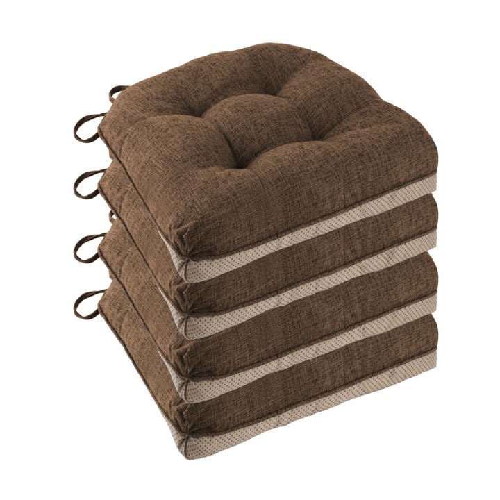 FlyGulls Non Slip Chair Cushions for Dining Chairs Set of 4 Kitchen Chair Cushions 18"x18"x3" Turfted Chair Pads Comfortable and Soft Seat Cushion