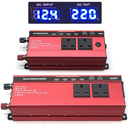 RUILASA Car 3000w power inverter DC 12v to AC 230v car converter 4 USB camp two socket with Crocodile Clip for Battery