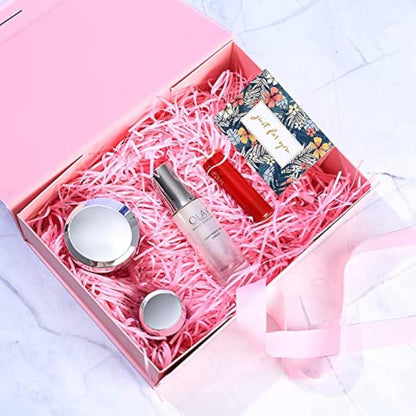 Christmas Black Gift Box with Ribbon, Magnetic Present Boxes with Lids, Gift Packaging Decorative Box, Presentation Box for Gifts, with Shredded Paper, Cards
