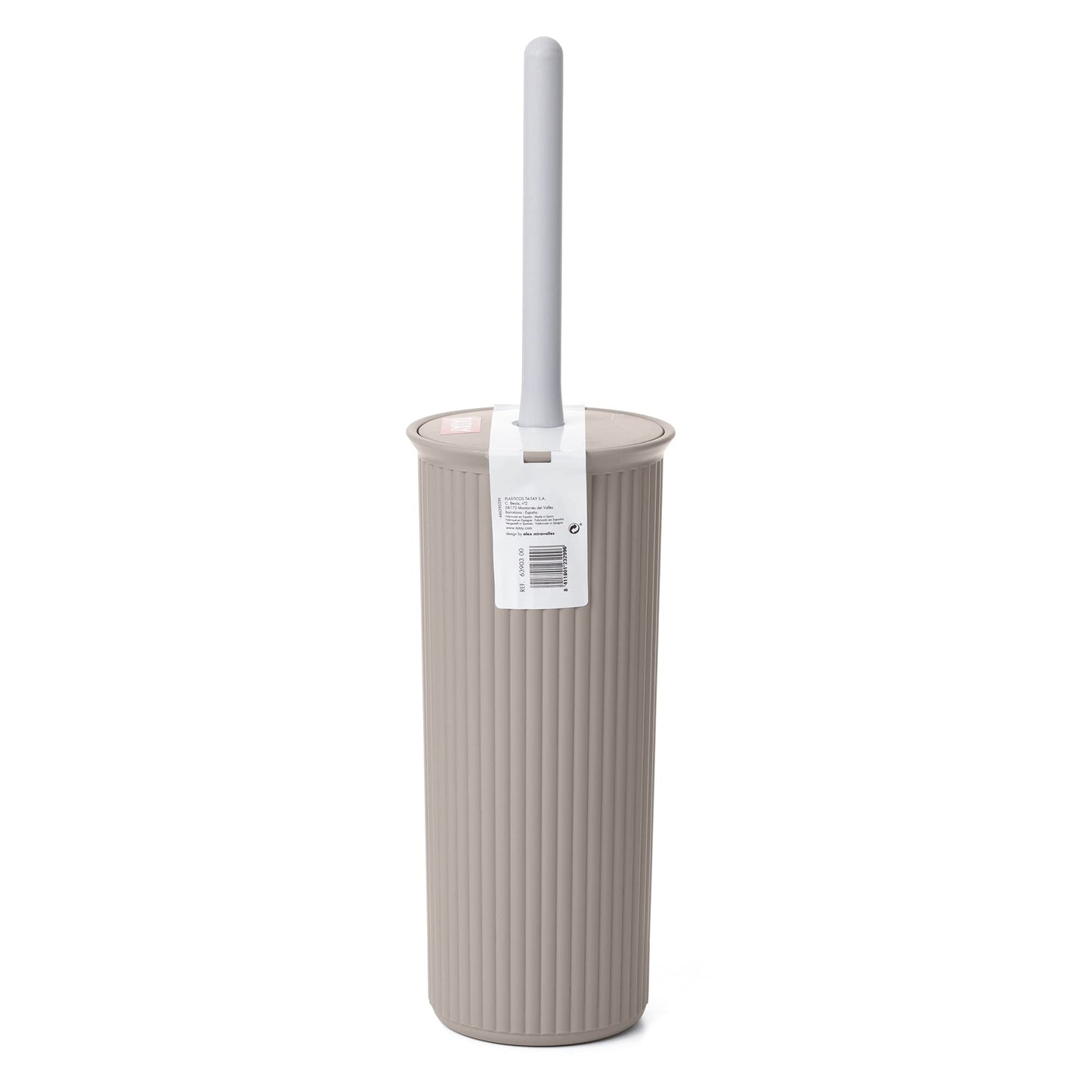 TATAY Toilet Brush | Compact and Functional Design | BPA-Free Plastic Toilet Brushes | Made in Spain | 9.5 x 9.5 x 39.5 cm - Baobab Collection - Taupe