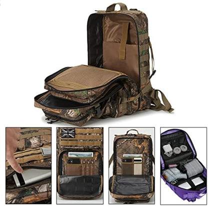 QT&QY 45L Military Tactical Backpacks Molle Army Assault Pack 3 Day Bug Out Bag Hiking Treeking Camouflage Hunting Rucksack