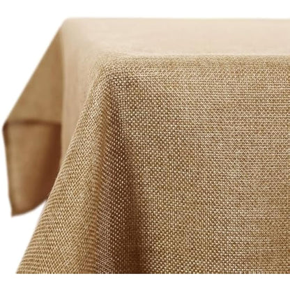 Deconovo Rectangle Tablecloth Faux Linen Water Resistant Table Cloth for Birthday Party 59x79in(150x200cm) Golden Brown