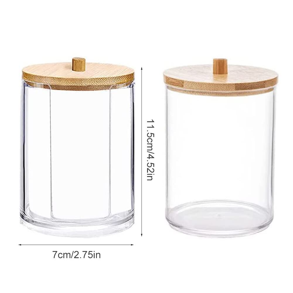 Hwtcjx Cotton Pad Holder, Bathroom Jars, with Wooden Cover, 2 PCS