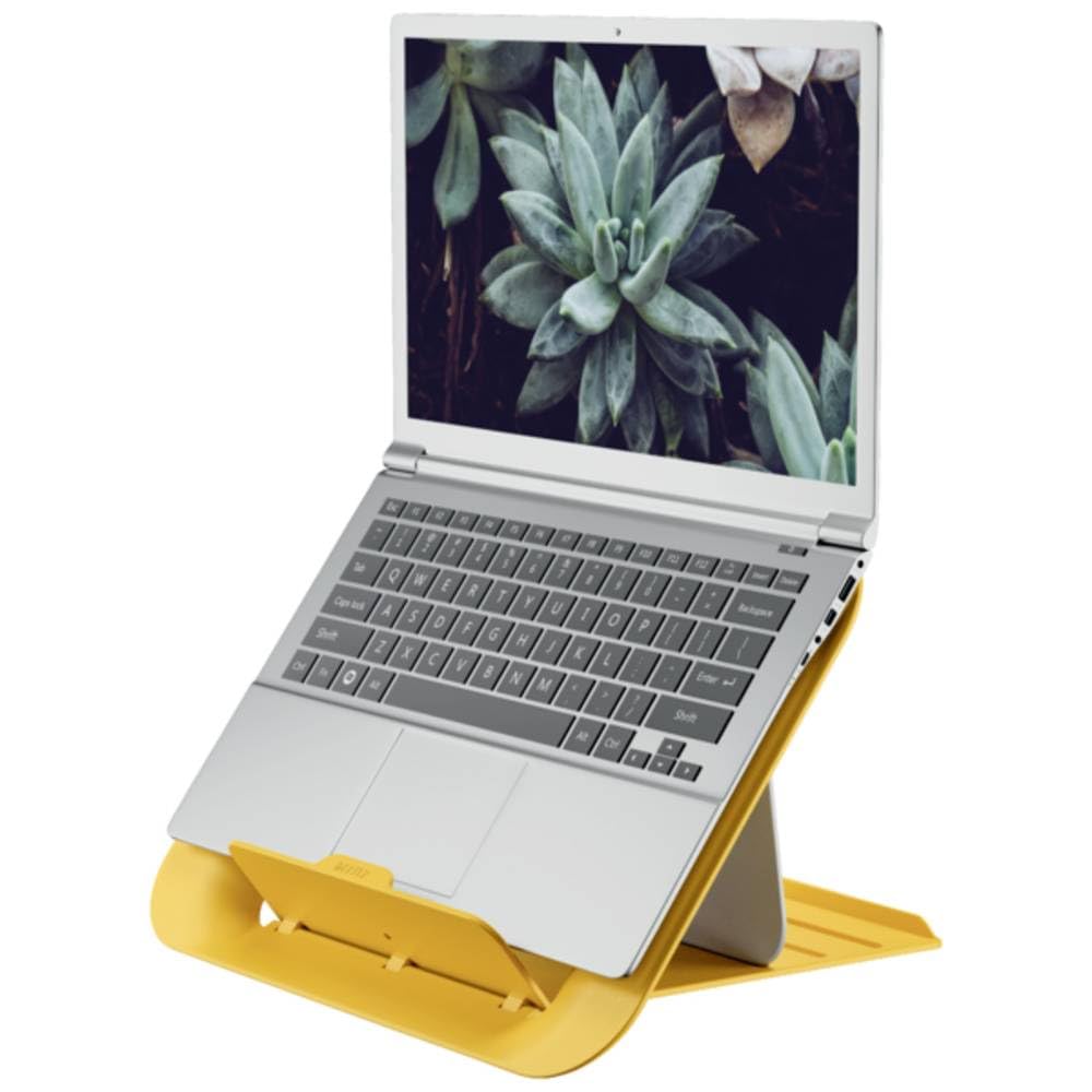 Leitz Adjustable Laptop Stand, Compact Laptop Holder With 4 Height Settings, 80% Recycled Plastic & 100% Recycable, Ergo Cosy Range, Warm Yellow