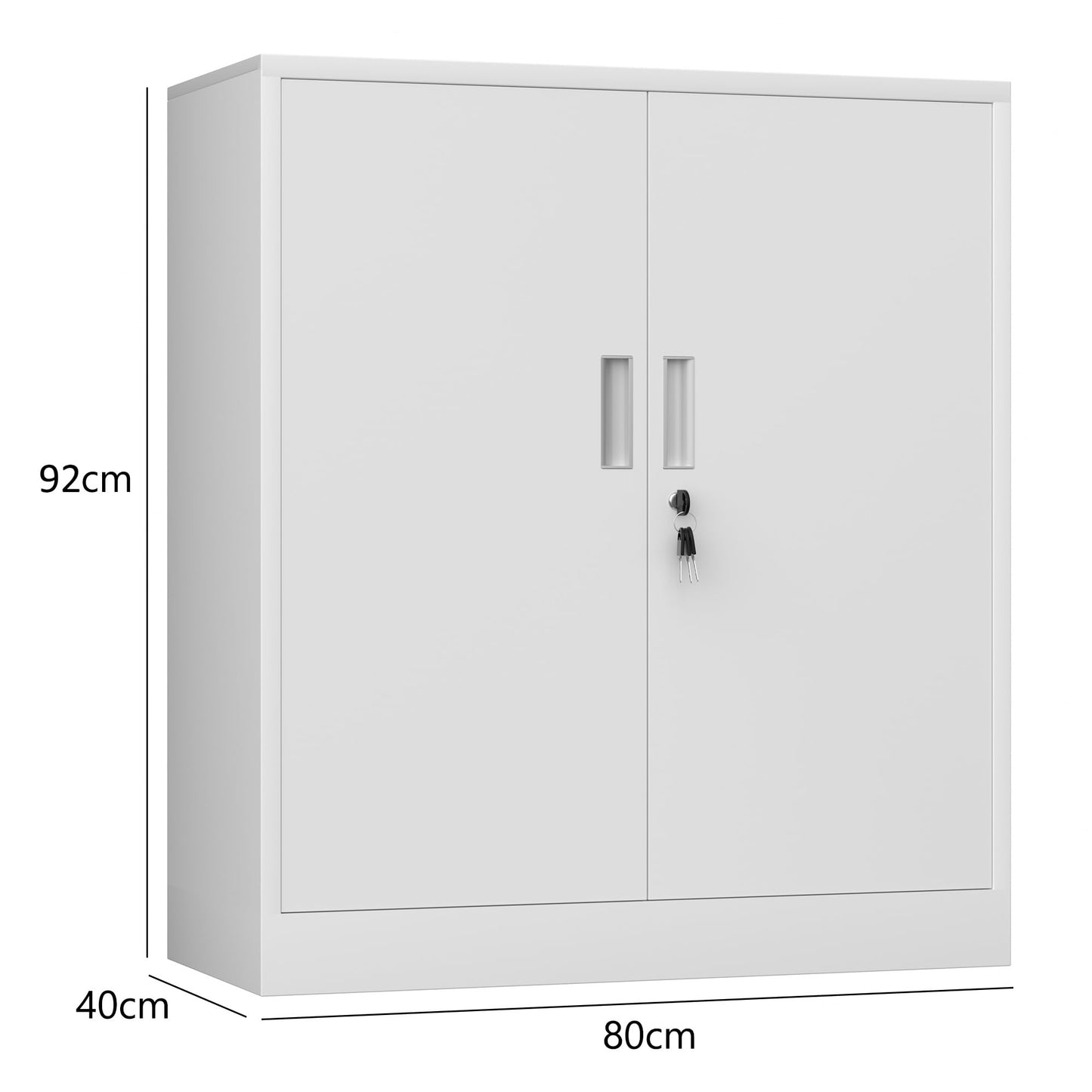 iJINGUR Metal Storage Cupboard with Locking Doors and 2 Adjustable Shelves, Small Lockable Storage Cabinet for Home Office Garage (White)