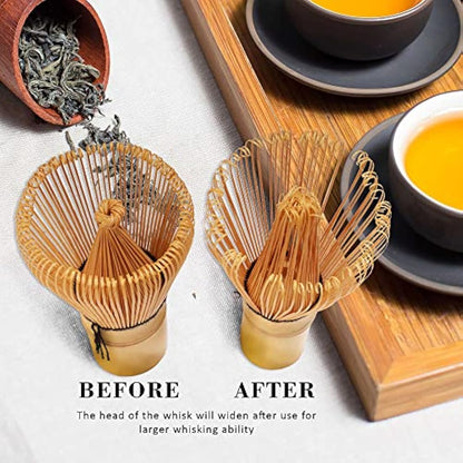 BambooMN Brand - Matcha Bowl Set (Includes Bowl, Rest,Tea Whisk, Chasaku, & Tea Spoon) 1 Set Pink