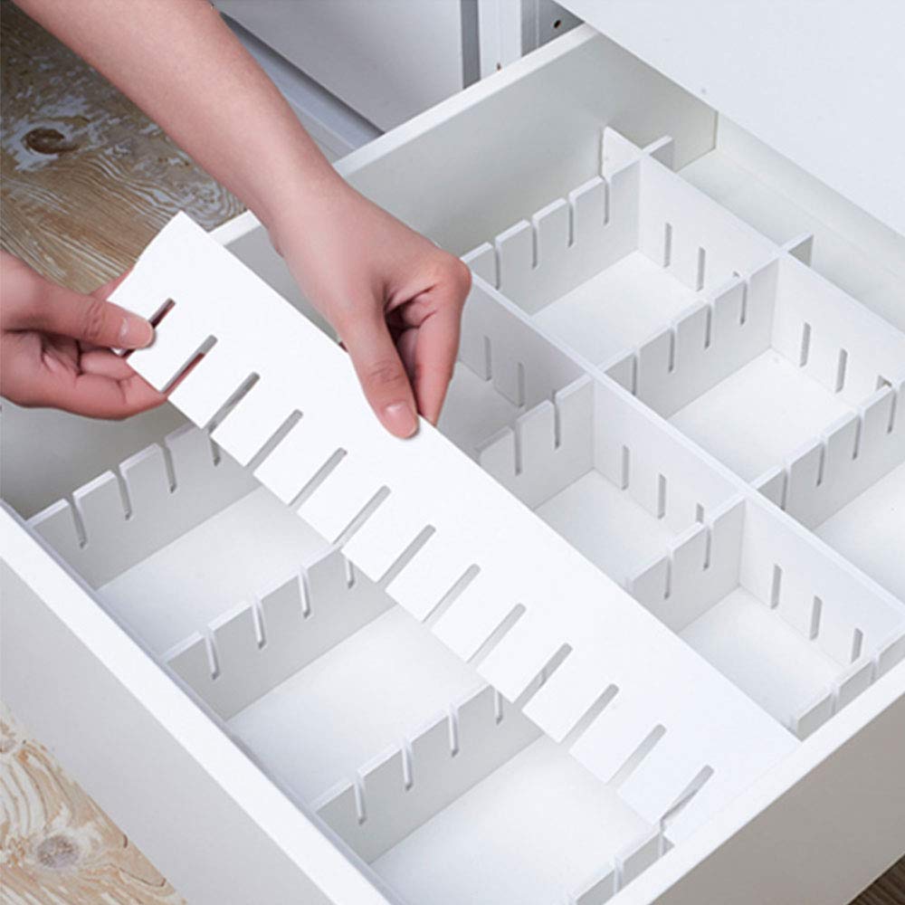 KnnRiim 12Pcs Drawer Dividers, 47 x 11 cm, Thick, PVC Drawer Storage, Adjustable Drawer Organizer Separators for Clothes, Socks, Makeup, Kitchen