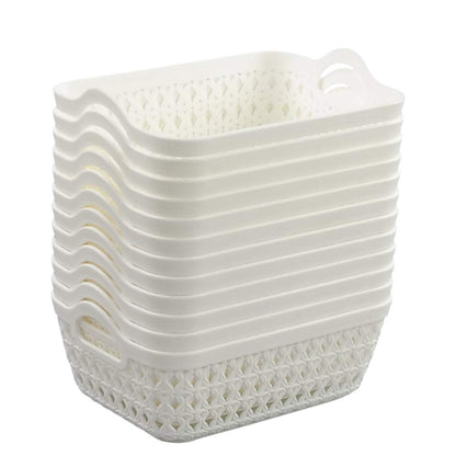 Fosly 12 Packs Mini Basket Trays for Storage, Plastic Desktop Storage Tray