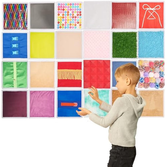 Sensory Wall Panels | Sensory Floor Tiles for Kids | Sensory Materials | Sensory Textures for Sensory Needs | Tactile Sensory Toys | Sensory Mats for Autistic Children | Sensory Square | 24pcs