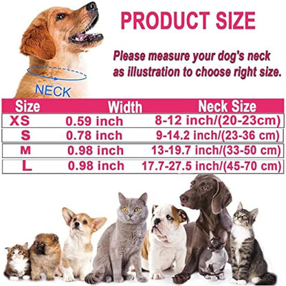 ATETEO Dog Collar, Reflective Adjustable Basic Dog Collar with Soft Neoprene Padding, Durable Nylon Pet Collars for Puppy Small Medium Large Dogs, Hot Pink, M: 13-19.7 inch