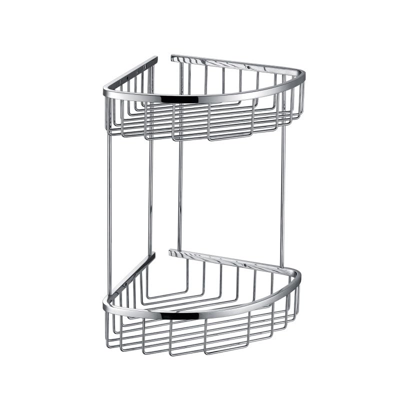 BRAVECOW SUS304 Stainless Steel Shower Caddy, 2-Tier Corner Shelf Organizer Rustproof Bathroom Storage, No Drill Hanging, Holds 8+ Toiletries