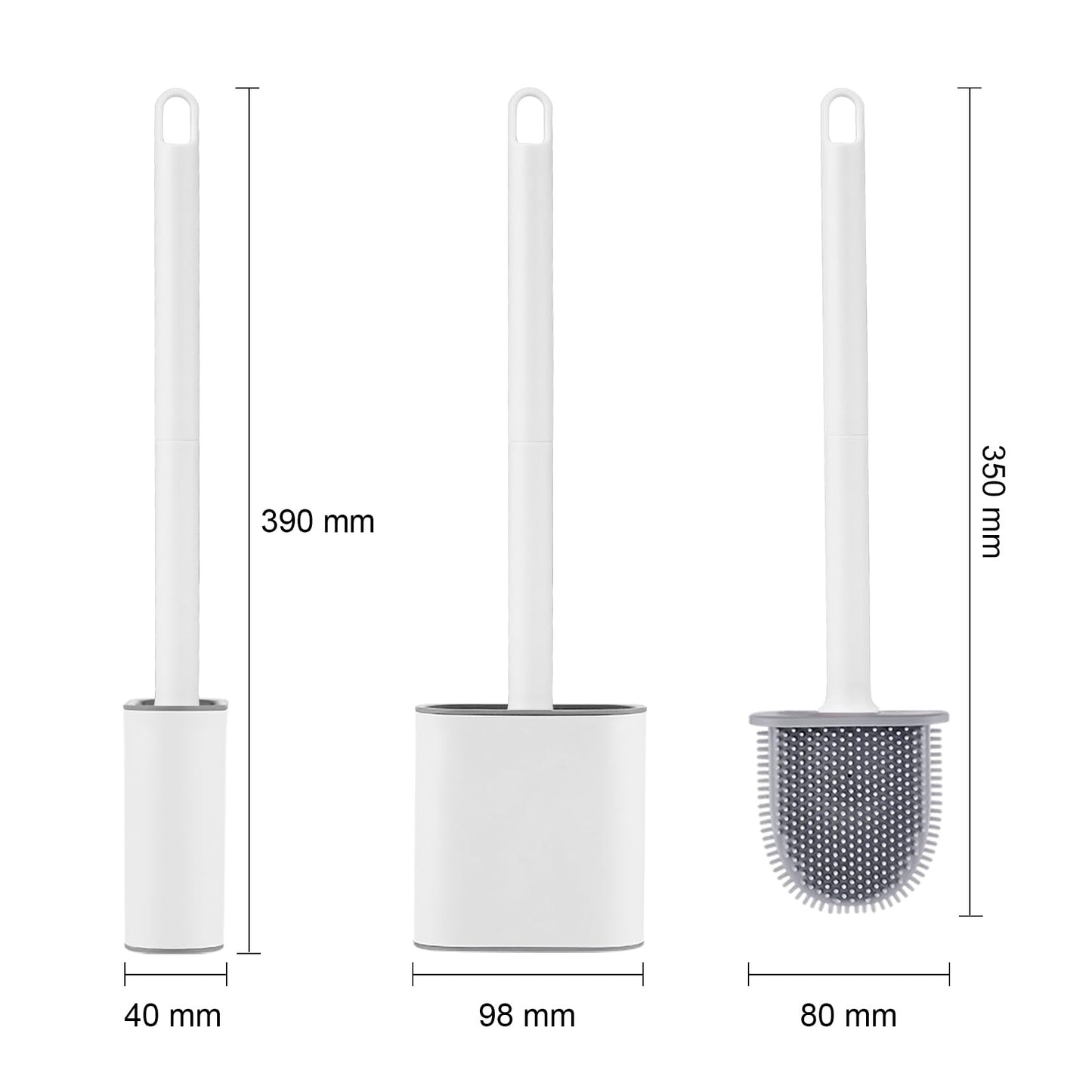 Ibergrif Silicone Toilet Brush and Holder Set, Quick Drying, Deep Cleaning