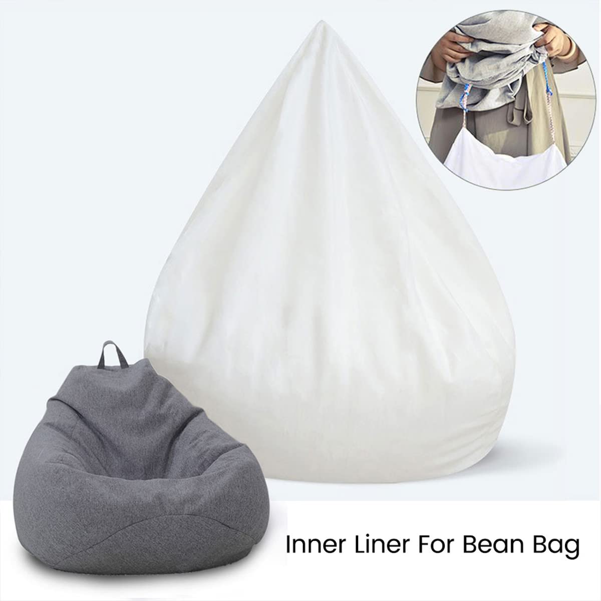 ZEJEXXB Bean Bag Chair Inner Liner Replacement, Removable and Washable Lazy Sofa Inner Liner with Zipper