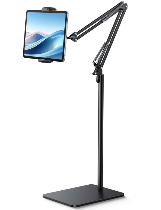 Lamicall Tablet Floor Stand, Tablet Holder - [59? Height Adjustable] Metal Flexible Arm iPad Stand, 5lb Heavy Duty Base Bed Mount for iPad Pro 12.9,
