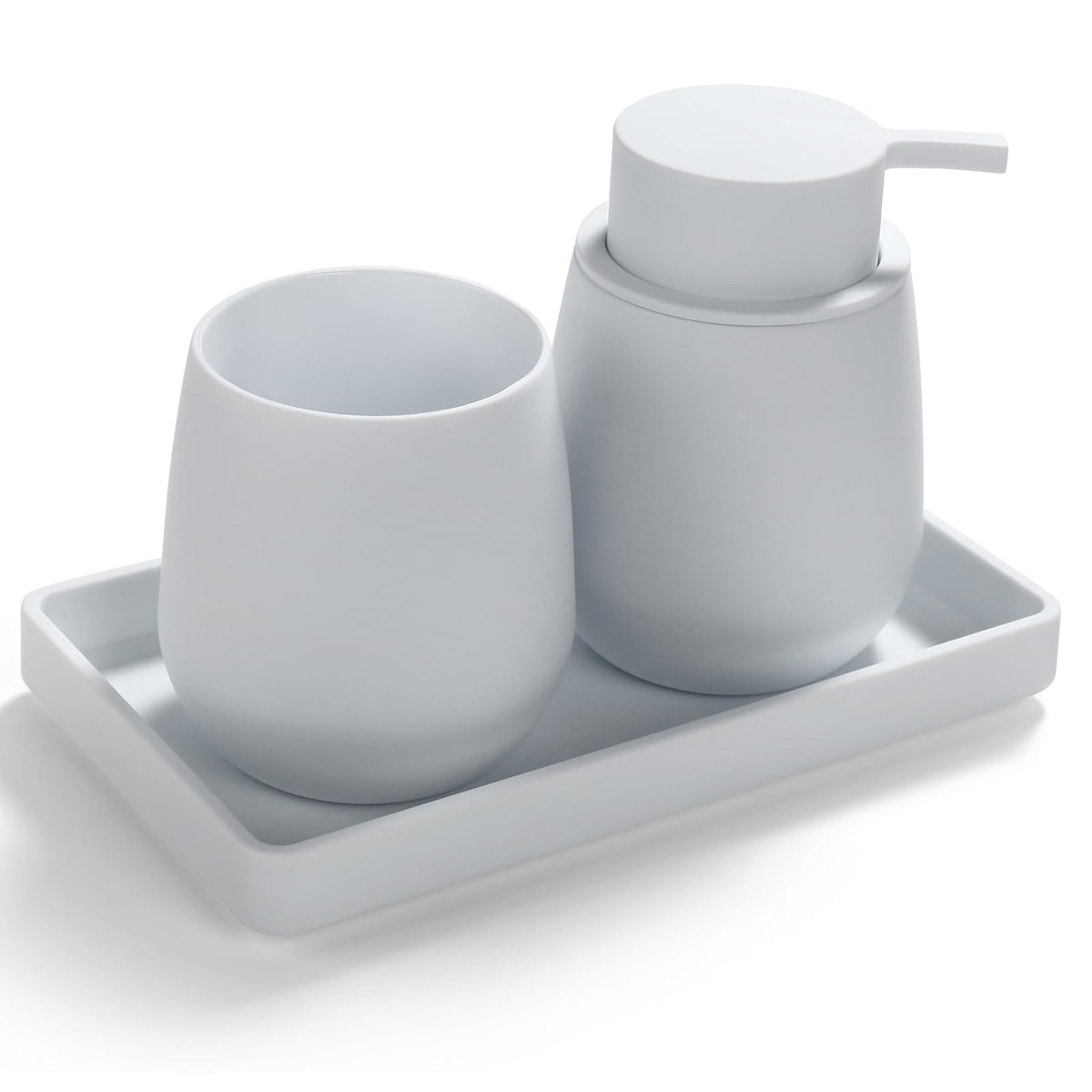 White Bathroom Accessories Set, Modern 3 Pcs Bathroom Essentials
